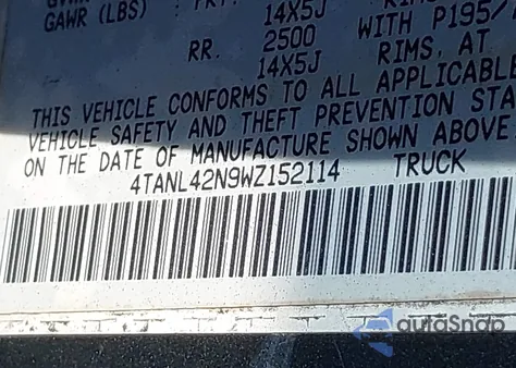 1998 Toyota Tacoma из США, поврежденный, VIN 4TANL42N9WZ152114